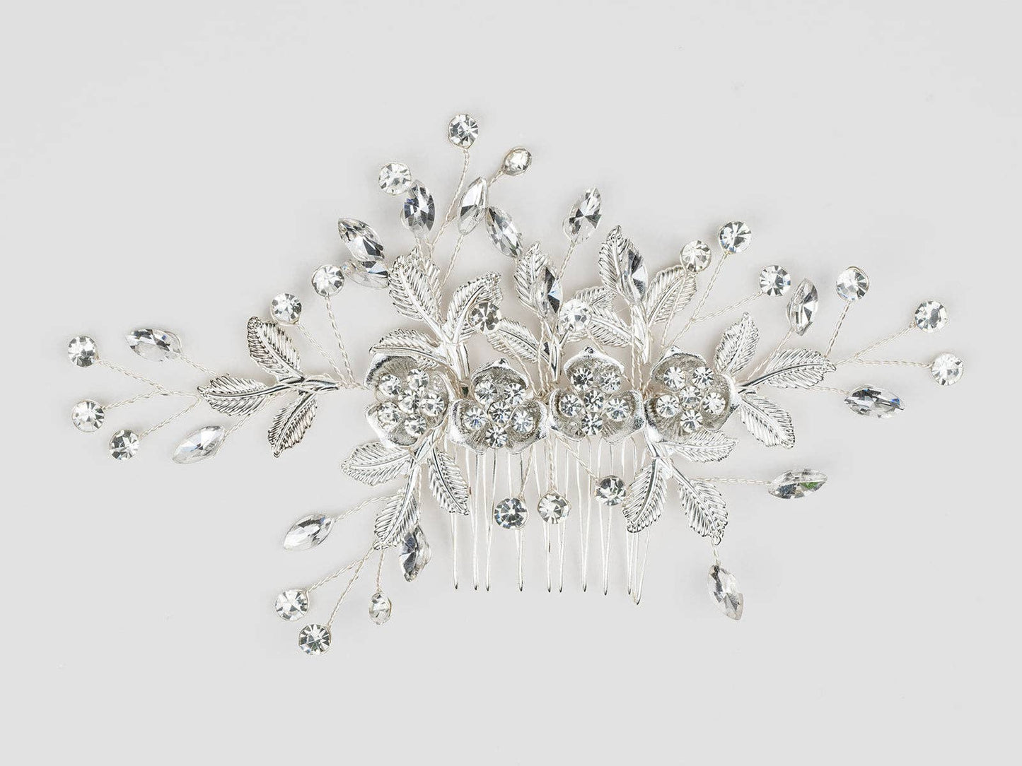 The "Isla" - Floral Bridal Hair Comb with Crystal & Pearl