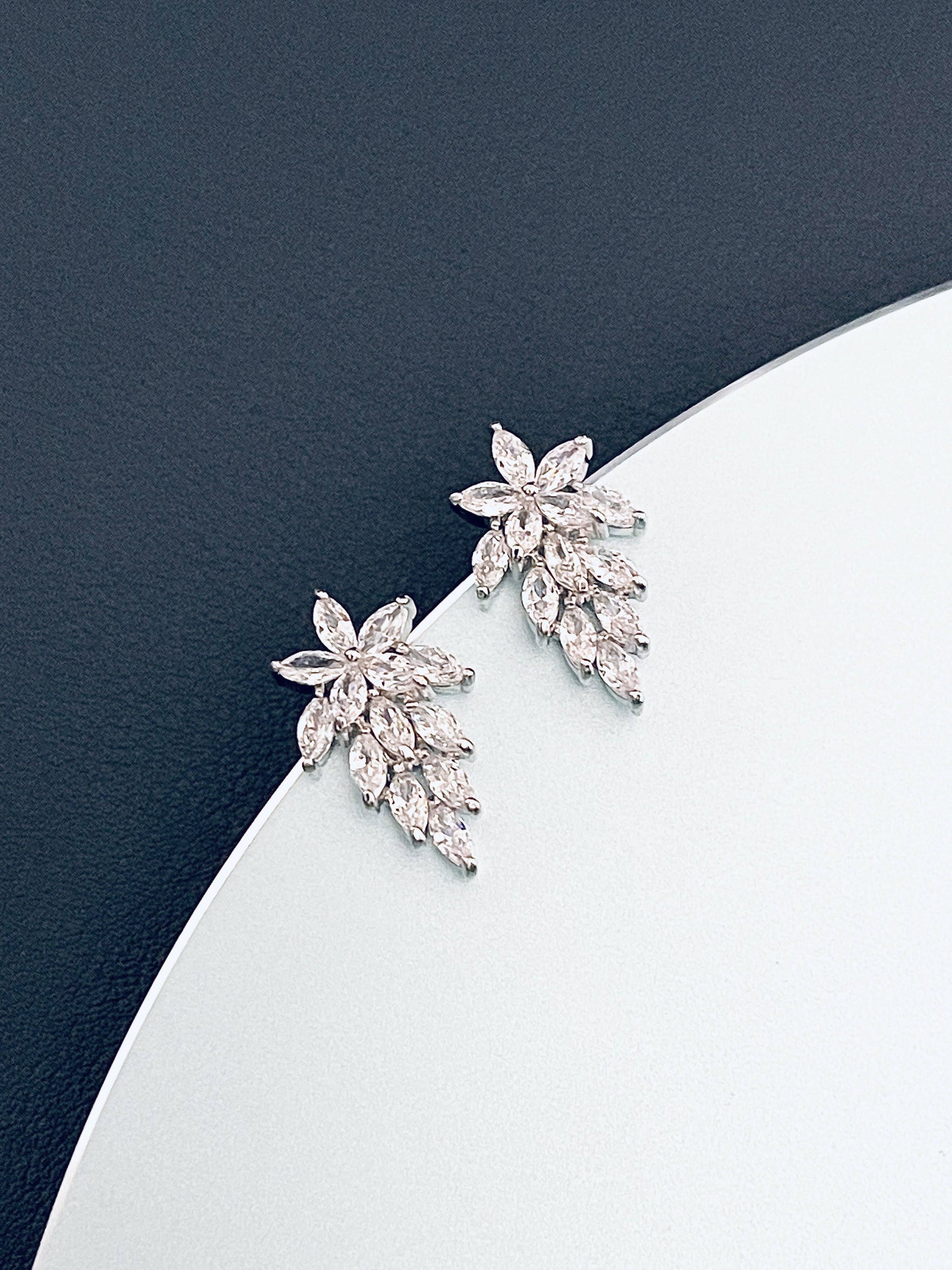 Cassiopeia - Detailed Crystal Starburst Stud Earrings in Silver