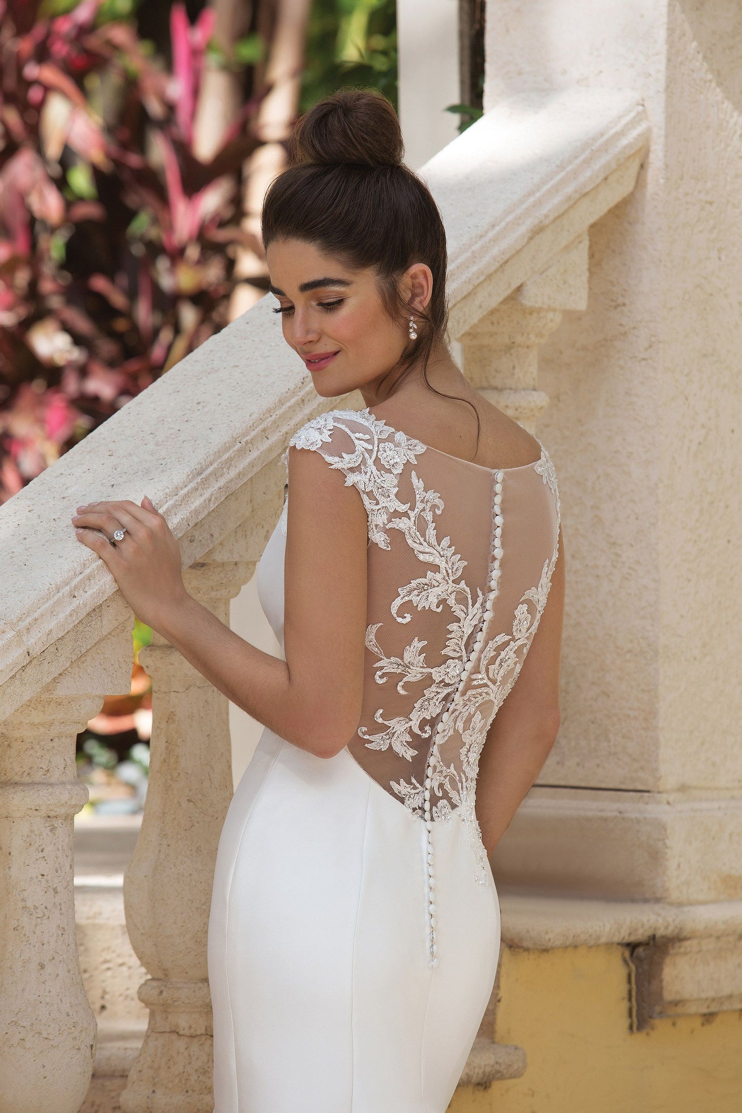 Mesh back view of wedding dress