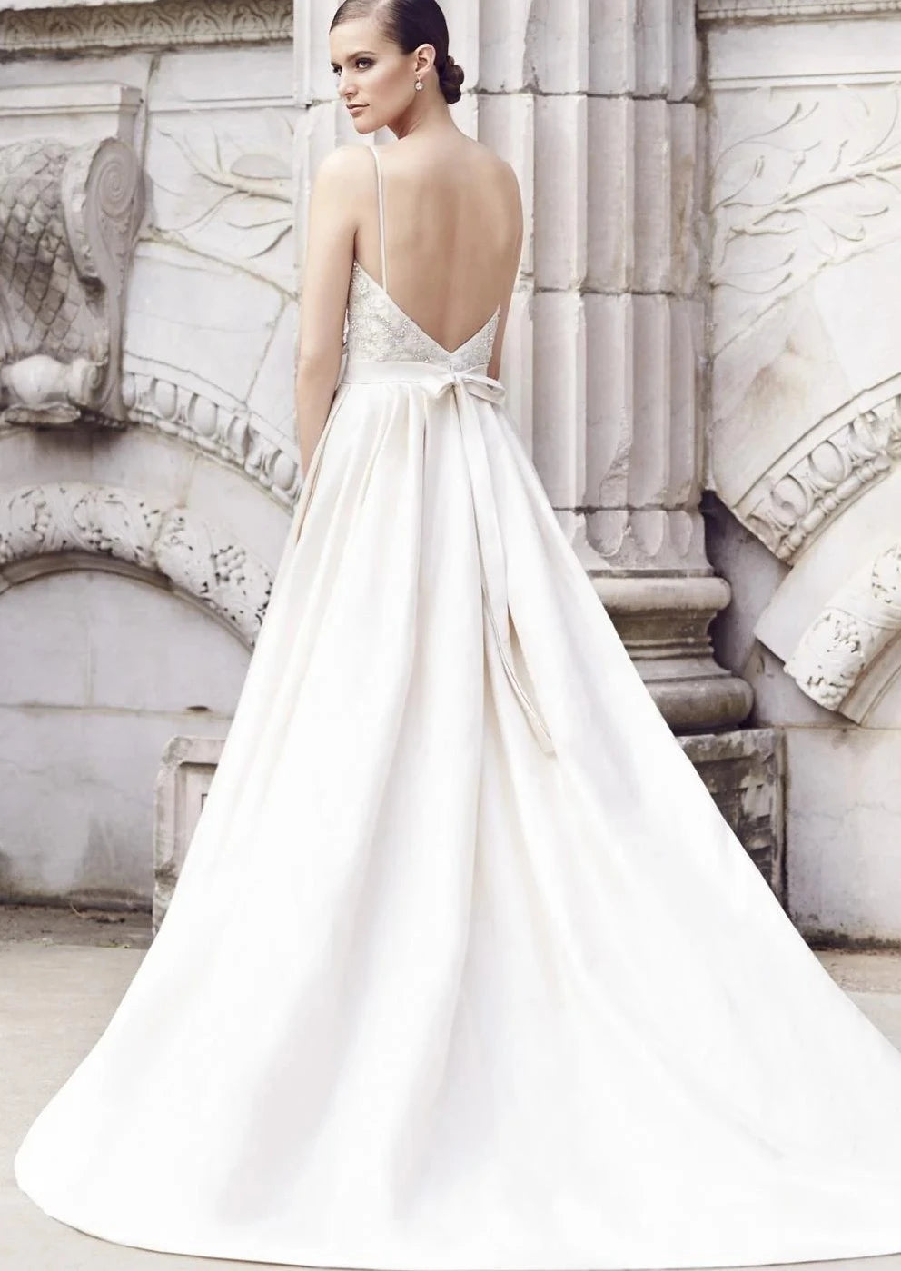 Young woman wearing an A-line ballgown