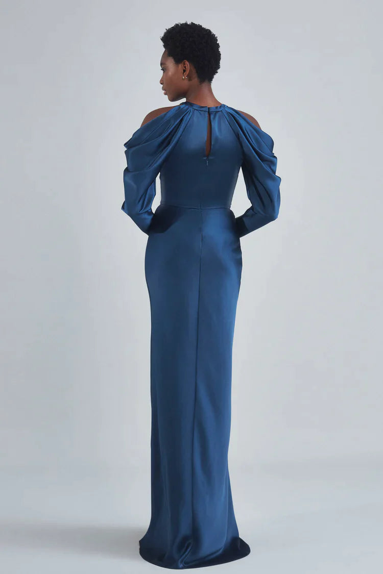 Full body back view of Amsale - P397S (French Blue