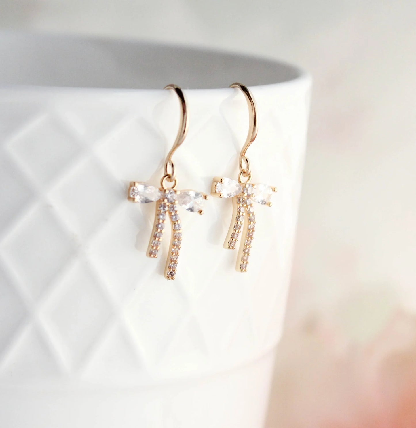 Mini Rhinestone Bow Earrings