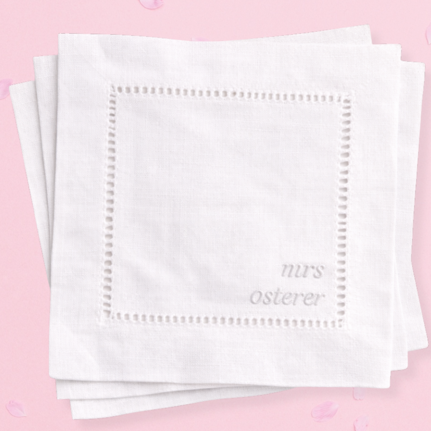 Custom Embroidered Linen Cocktail Napkins