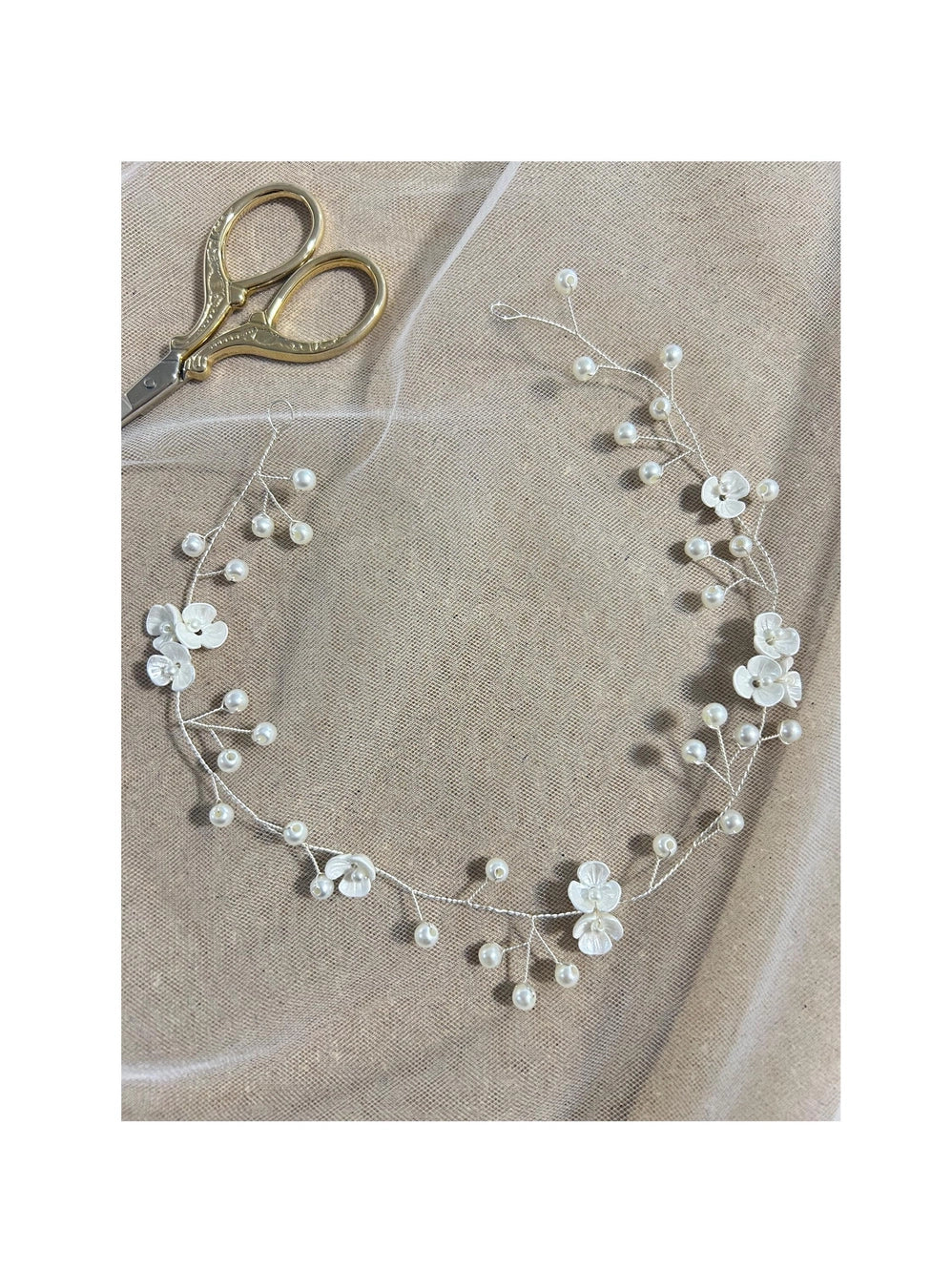 Floral Silver Pearl Hair Vine