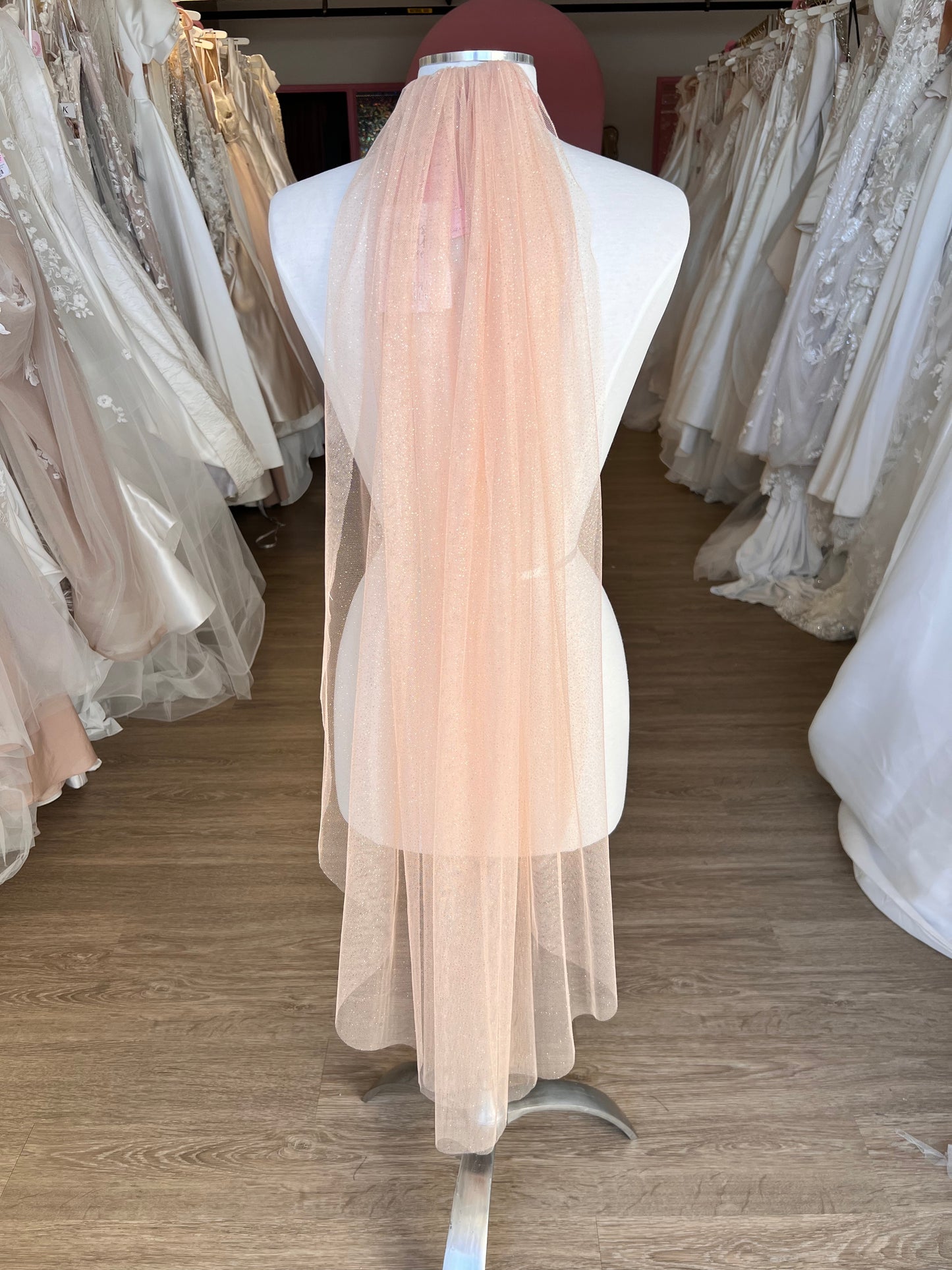 Dark Champagne w/ Copper Comb Sparkly Veil