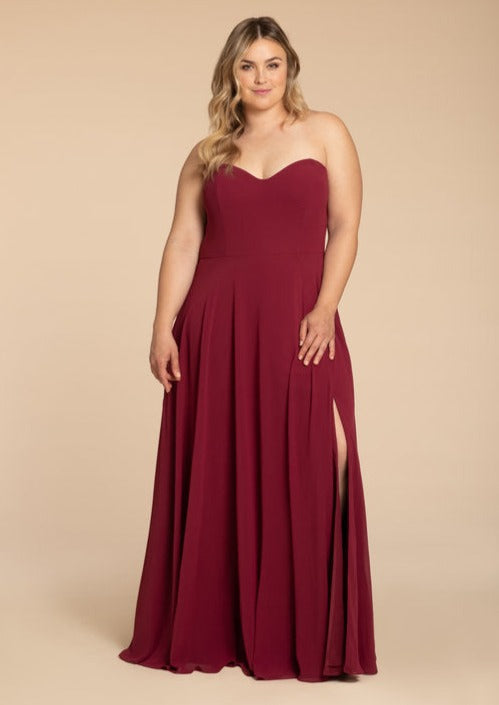 Burgundy A-line Bridesmaid Dress | W902 by Hayley Paige Occasions | In Stock NKIN Burgundy A-line Bridesmaid Dress | W902 by Hayley Paige Occasions | In Stock NKIN