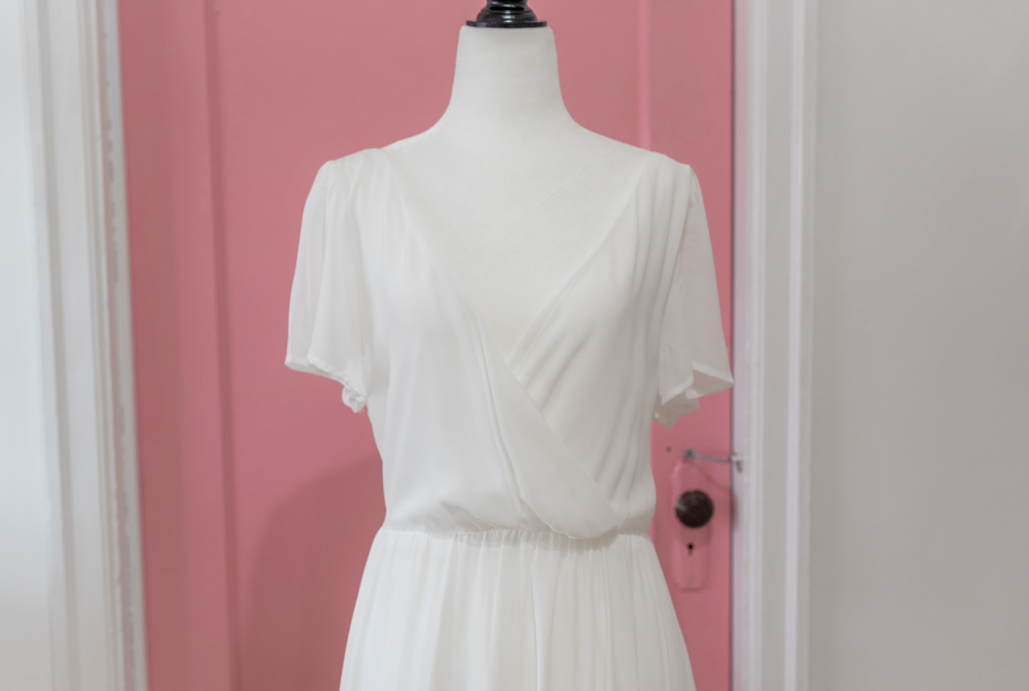 Little White Chiffon Dress Nora Ivory (S,M,L,XL,2XL) - NKIN