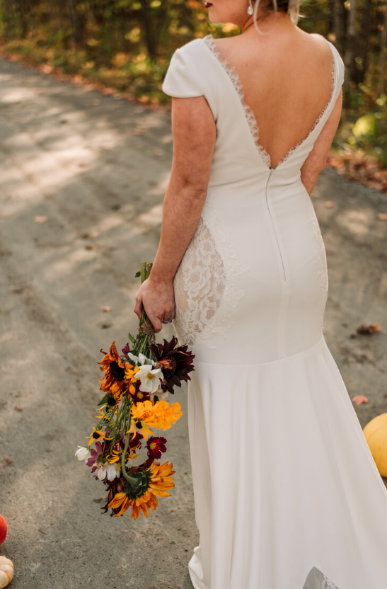 Crepe Cutout Lace by Rachel Joy Bridal (Size 12)