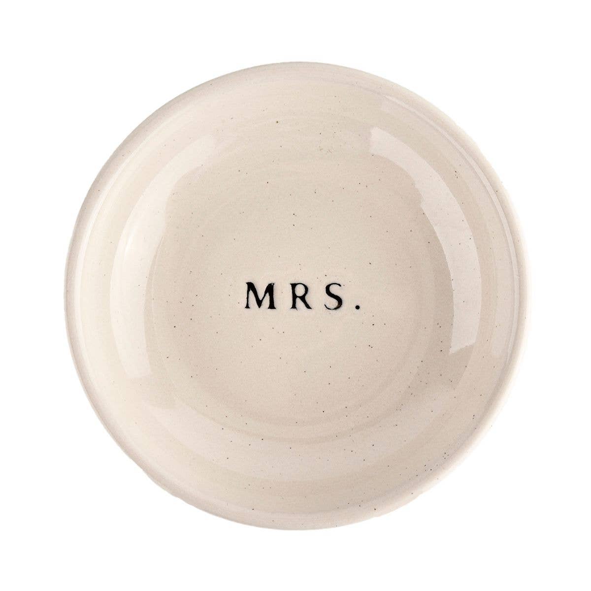 Mrs. Stamped Stoneware Jewelry Dish - NKIN