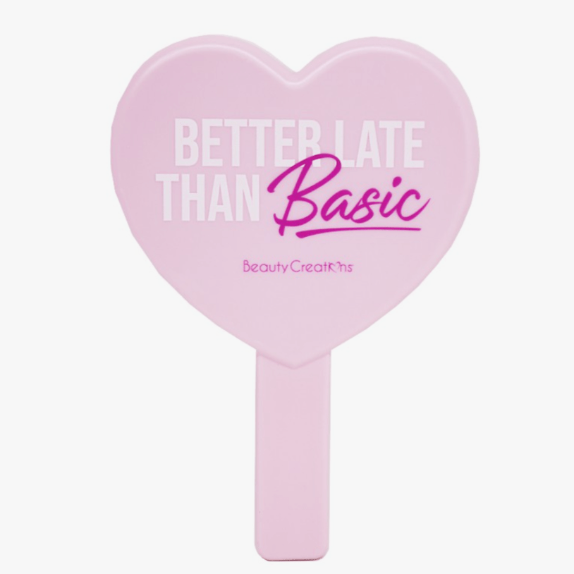 "Better Late Than Basic" Wedding Day Pink Heart Handheld Mirror - NKIN