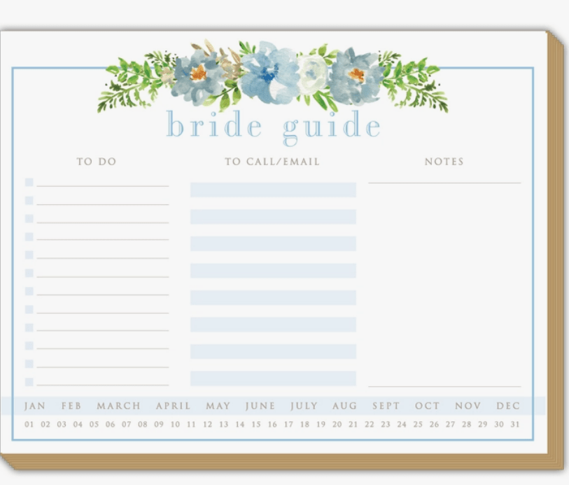 "Bride Guide" To Do Notepad | Something Blue Bridal Shower Gift | Pink Bride Guide - NKIN