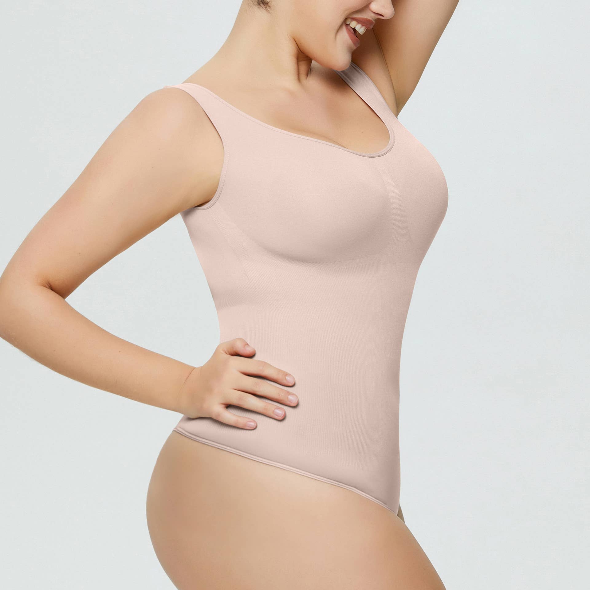 Full body view of Ultra Comfy Seamless Mid-Support Body Shaper