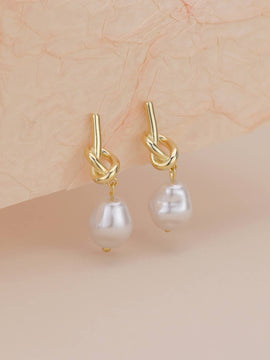 Love Knot Pearl Dangle Earrings