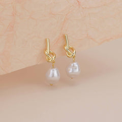 Love Knot Pearl Dangle Earrings