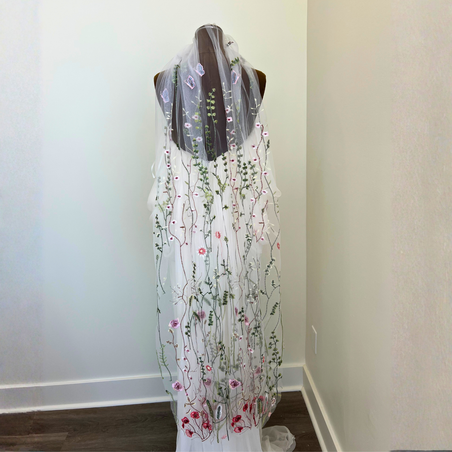 Red & Green Wildflower Veil