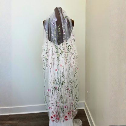 Red & Green Wildflower Veil