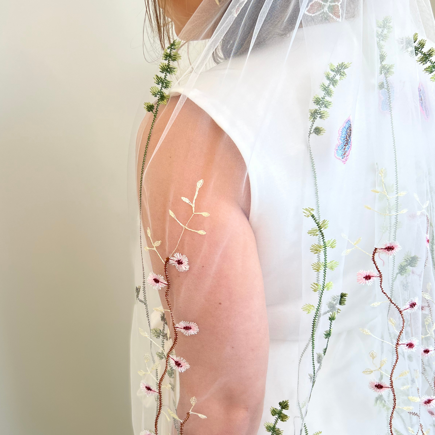 Red & Green Wildflower Veil