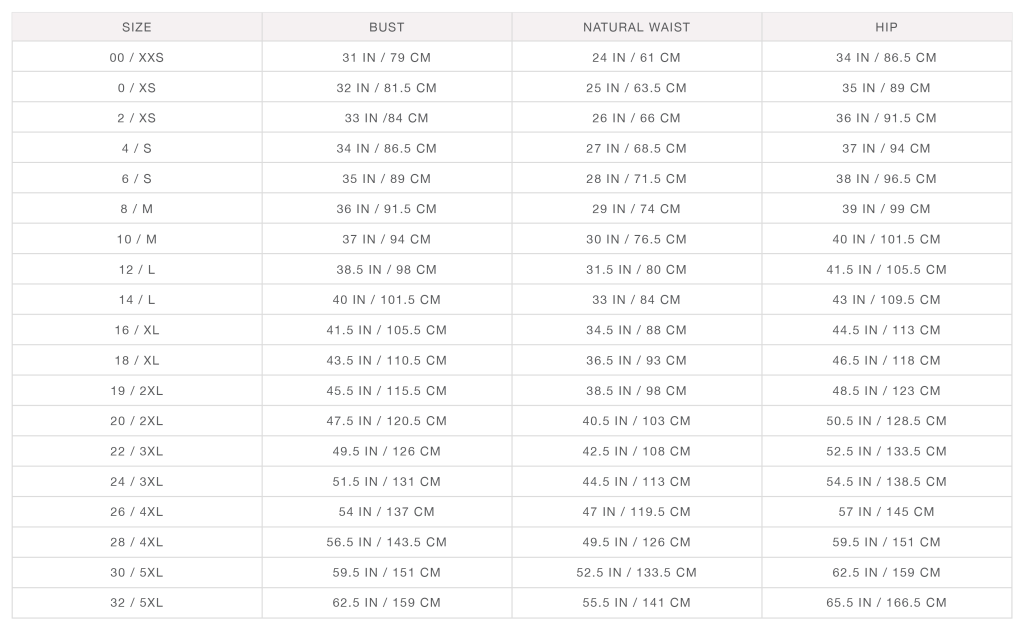 Size chart