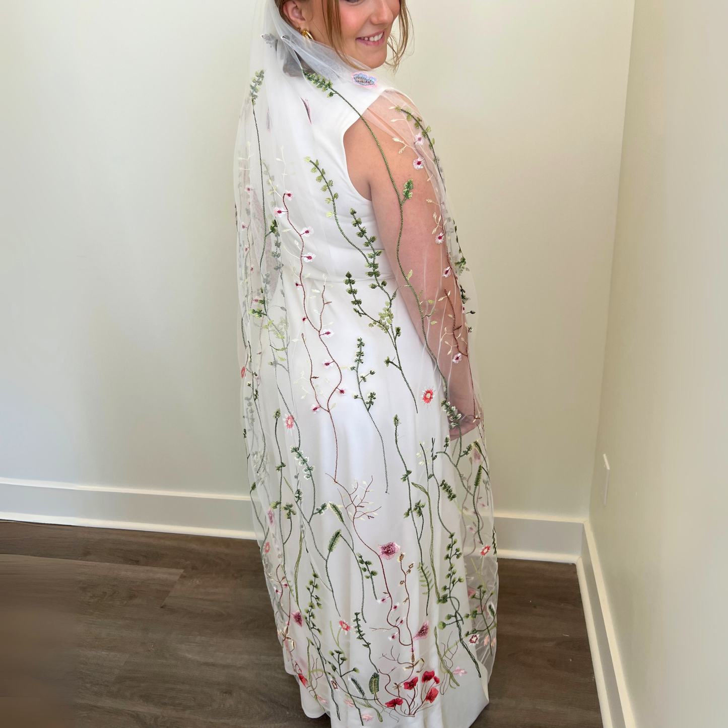 Red & Green Wildflower Veil