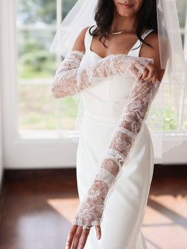 Lennox Lace Wedding Sleeves | Fingerless Gloves