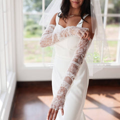 Lennox Lace Wedding Sleeves | Fingerless Gloves