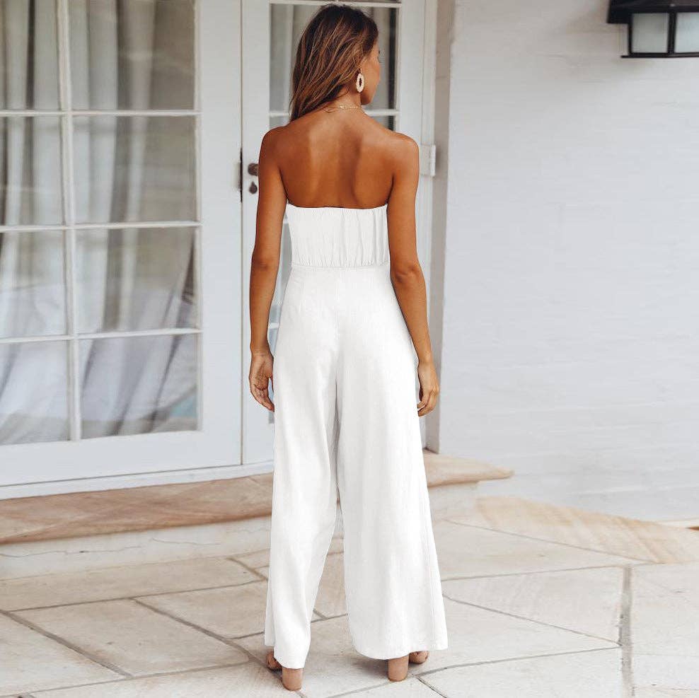 Beach Cover Up - White Jumpsuit