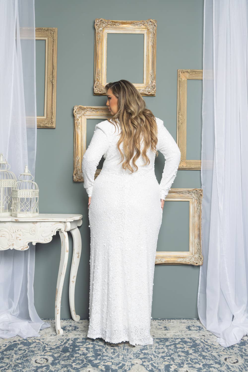 The "Kaitlyn" - Long Sleeve Pleated Sequin Dress