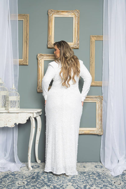 The "Kaitlyn" - Long Sleeve Pleated Sequin Dress