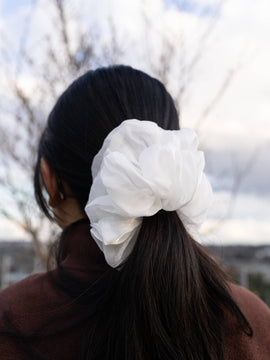 Seashell White Silk Organza Oversized Scrunchie