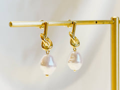 Love Knot Pearl Dangle Earrings