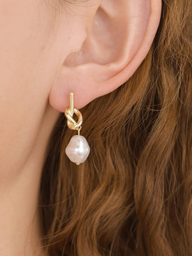 Love Knot Pearl Dangle Earrings