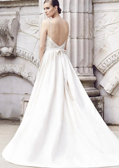 Young woman wearing an A-line ballgown