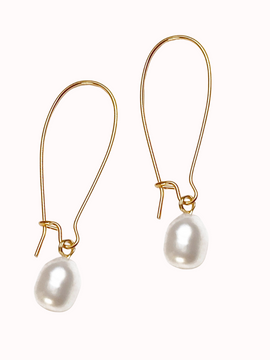 Bridal Large Freshwater Pearl Dangle Minimalist Earrings