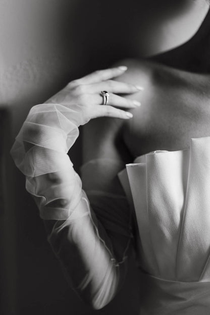 The "Mila" Sheer Tulle Bridal Sleeves | Fingerless Gloves