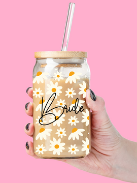 Custom Glass Tumbler - Daisy Florals