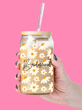 Custom Glass Tumbler - Daisy Florals