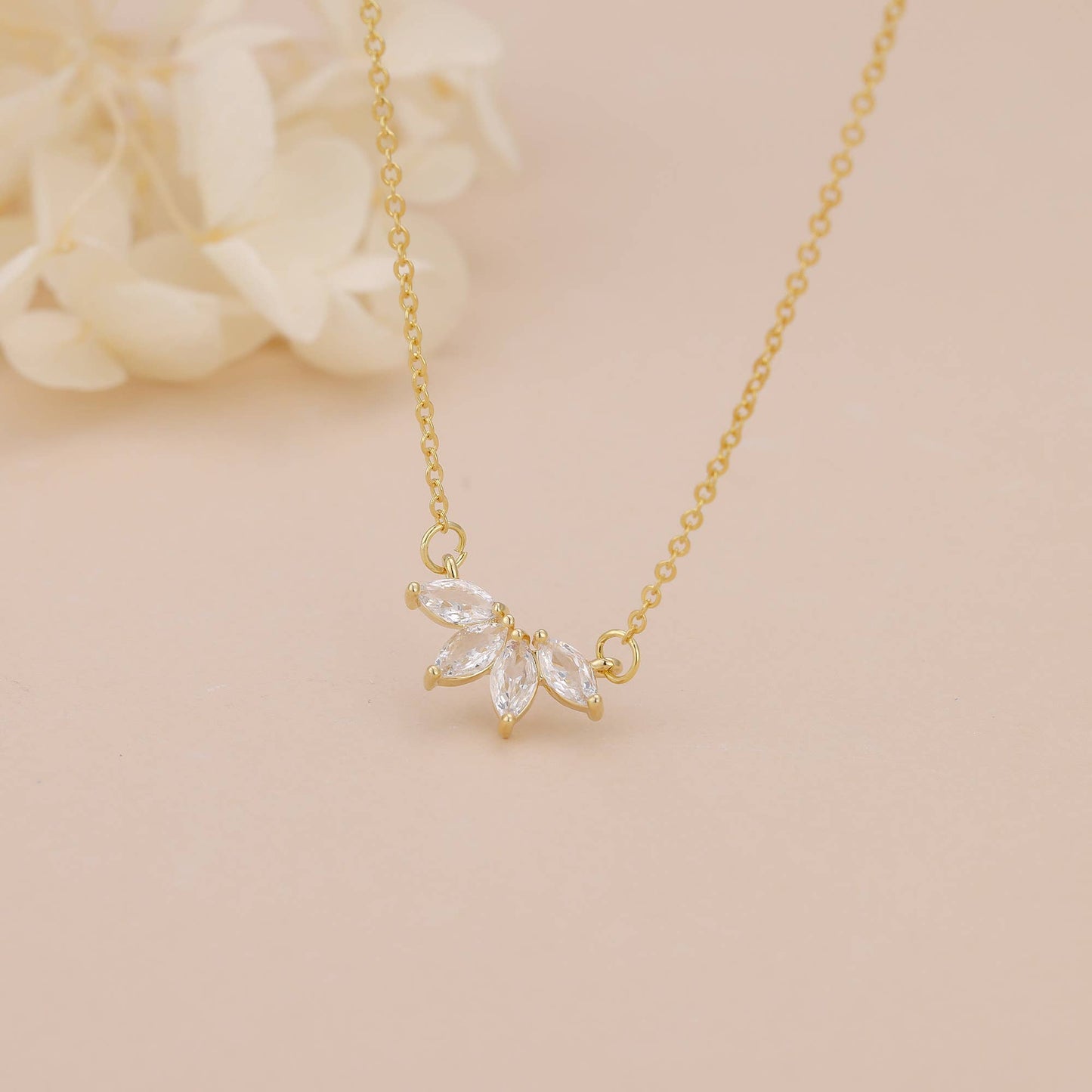 Marquise Flower Pendant Necklace