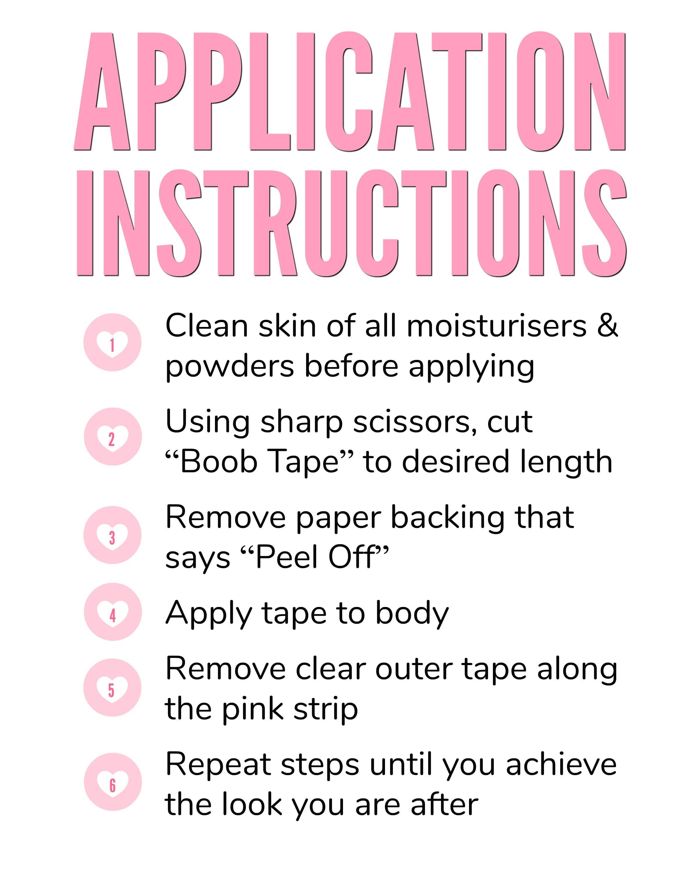 Boob tape application instructions