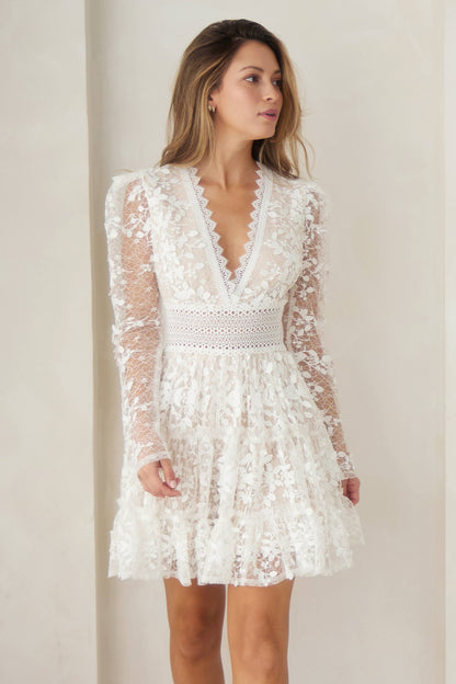 Full body front view of The "Liv" Lace Tiered Dress
