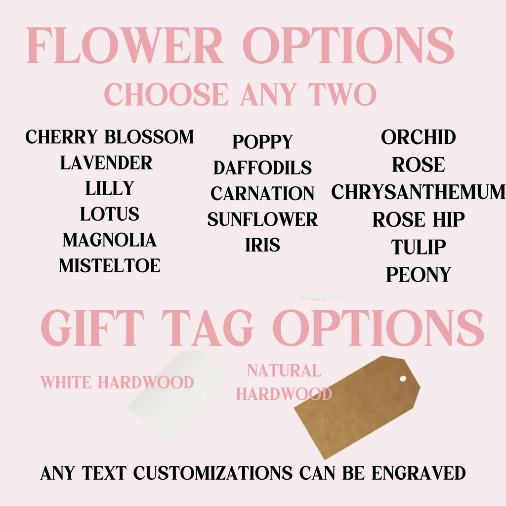 Flower options and gift tag options