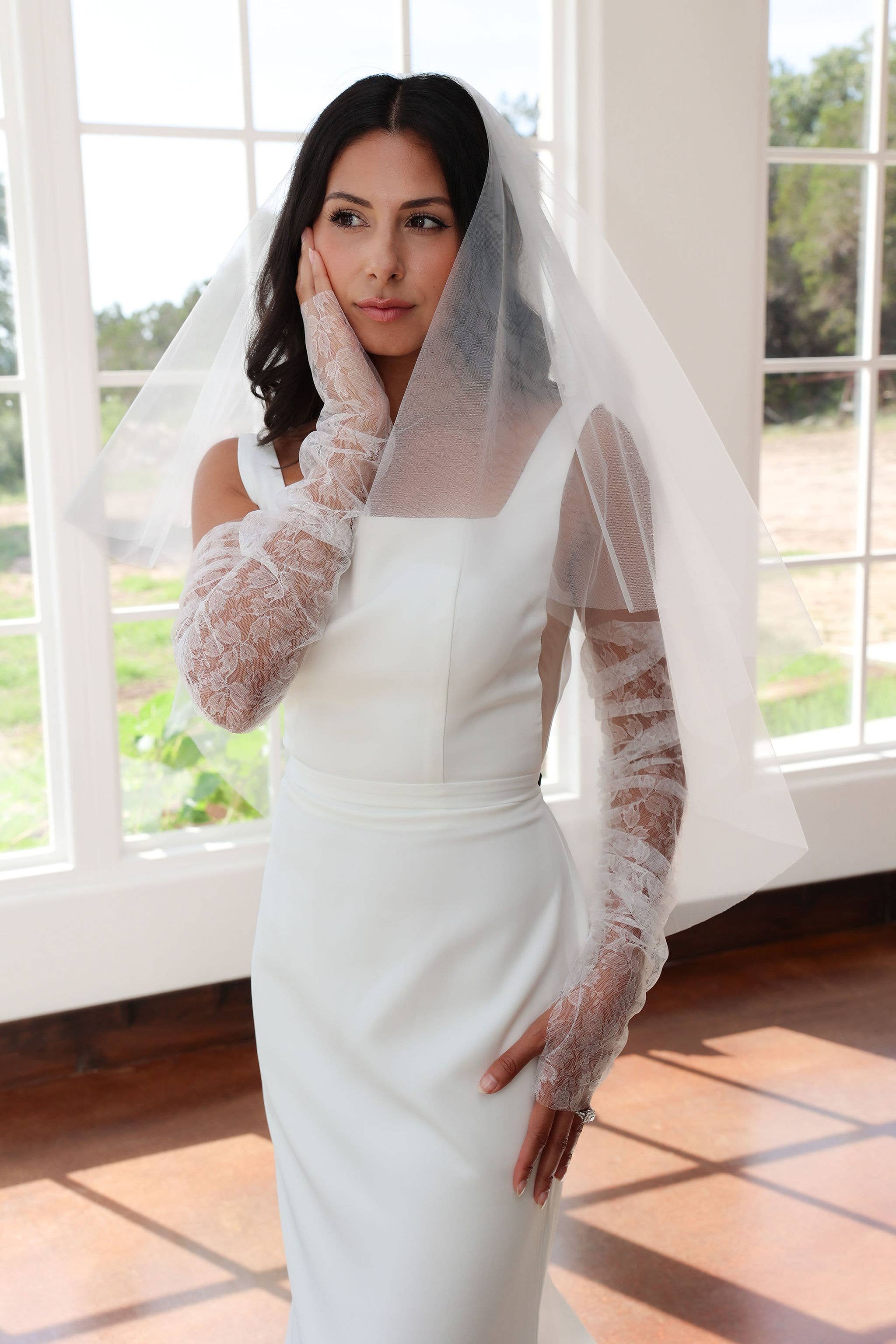 Lennox Lace Wedding Sleeves | Fingerless Gloves