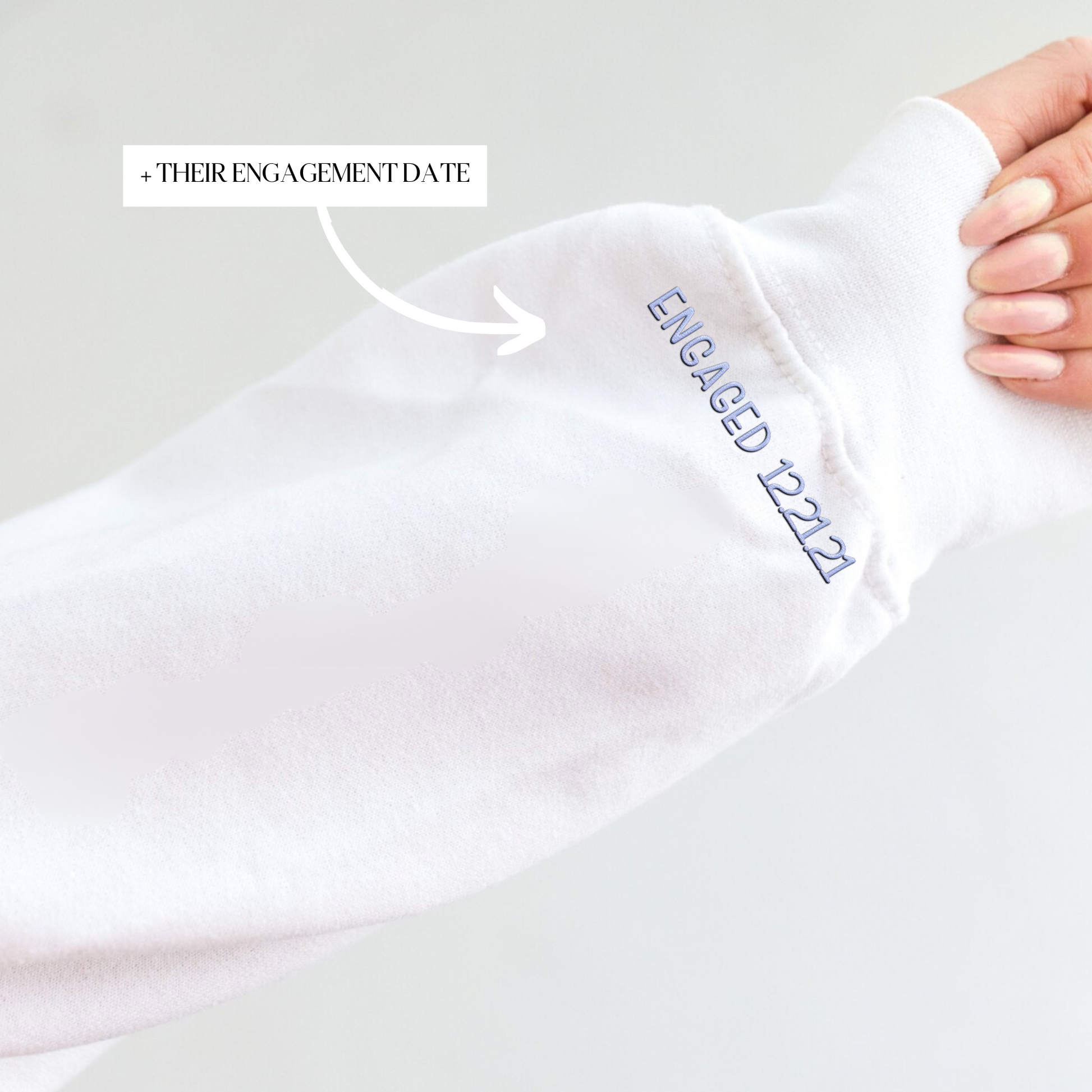 A close up of the embroidered sleeve