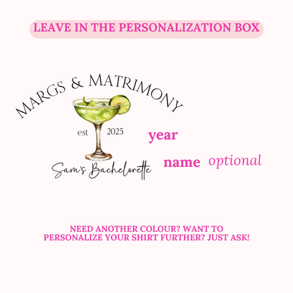 Design template for a bachelorette party shirt with a cocktail graphic and customizable text.