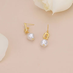 Love Knot Pearl Dangle Earrings