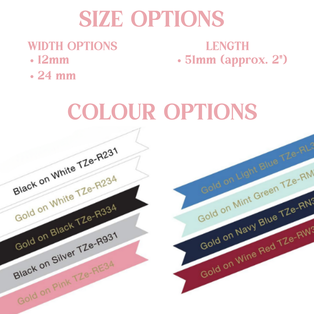 Color and size options