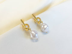 Love Knot Pearl Dangle Earrings