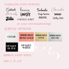 Font, acrylic and size options