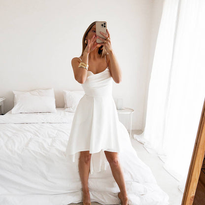 The "Marie" Midi Satin Cowl Neck