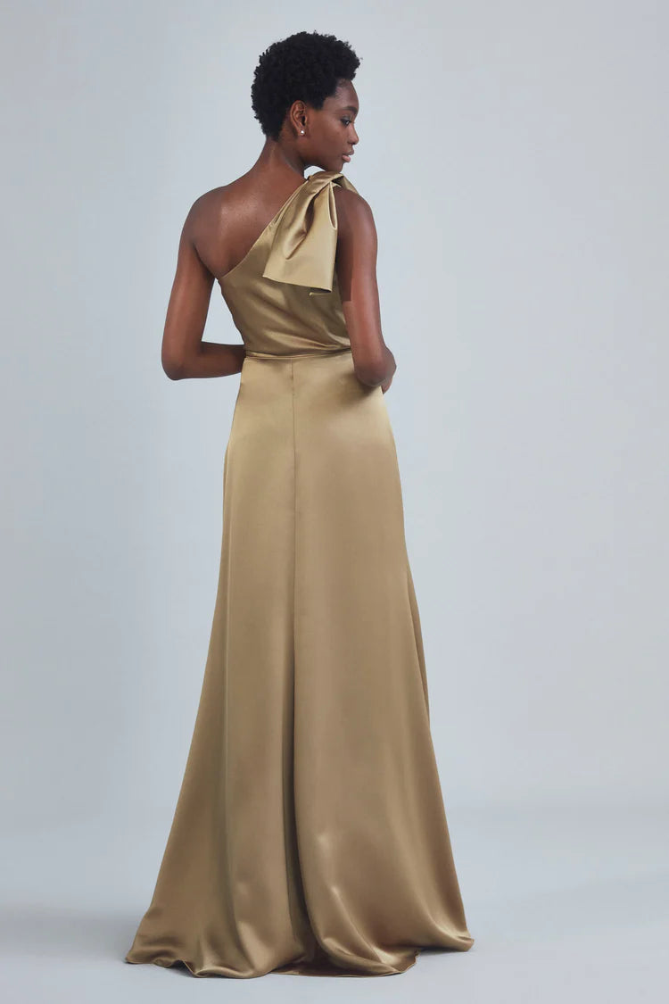 Full body back view of Amsale - P395S (Gold