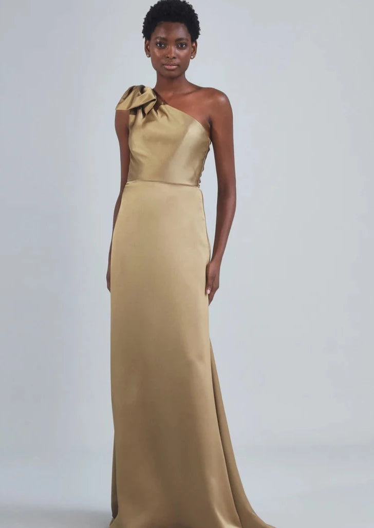 Full body front view of Amsale - P395S (Gold